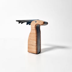 Kikkerland Stainless Steel Bar Accessories Double Hinged Deer Corkscrew, Wood Handle, Wine Bottle Opener and Foil Cutter