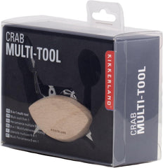 Kikkerland Stainless Steel Beechwood Crab Compact EDC Multi Tool - 6 Tools