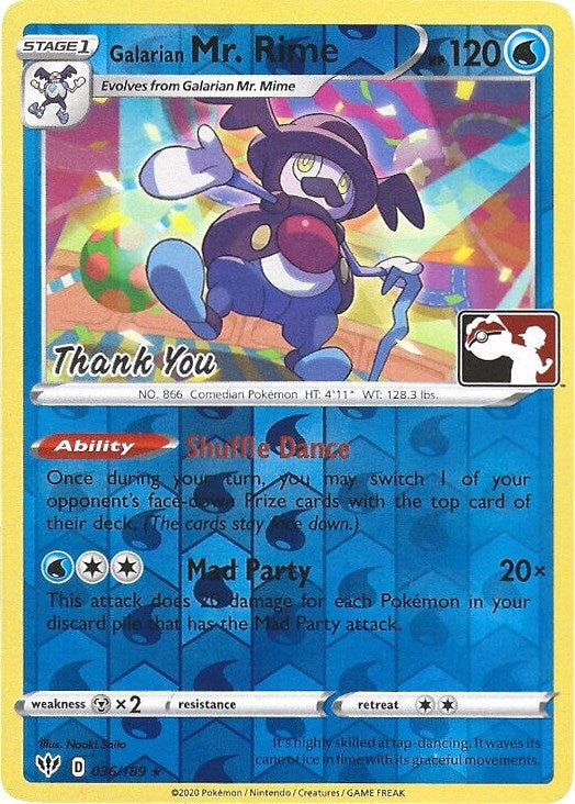 Image for Galarian Mr. Rime - 036/189 (Pokemon League) [Thank You] (036/189) (MCAP) - Pokemon