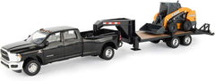Case IH1/32 Big Farm Ram Dually Quad Cab with Lowboy Trailer and Case SV340B Skidsteer Loader 47155, unisex-adult