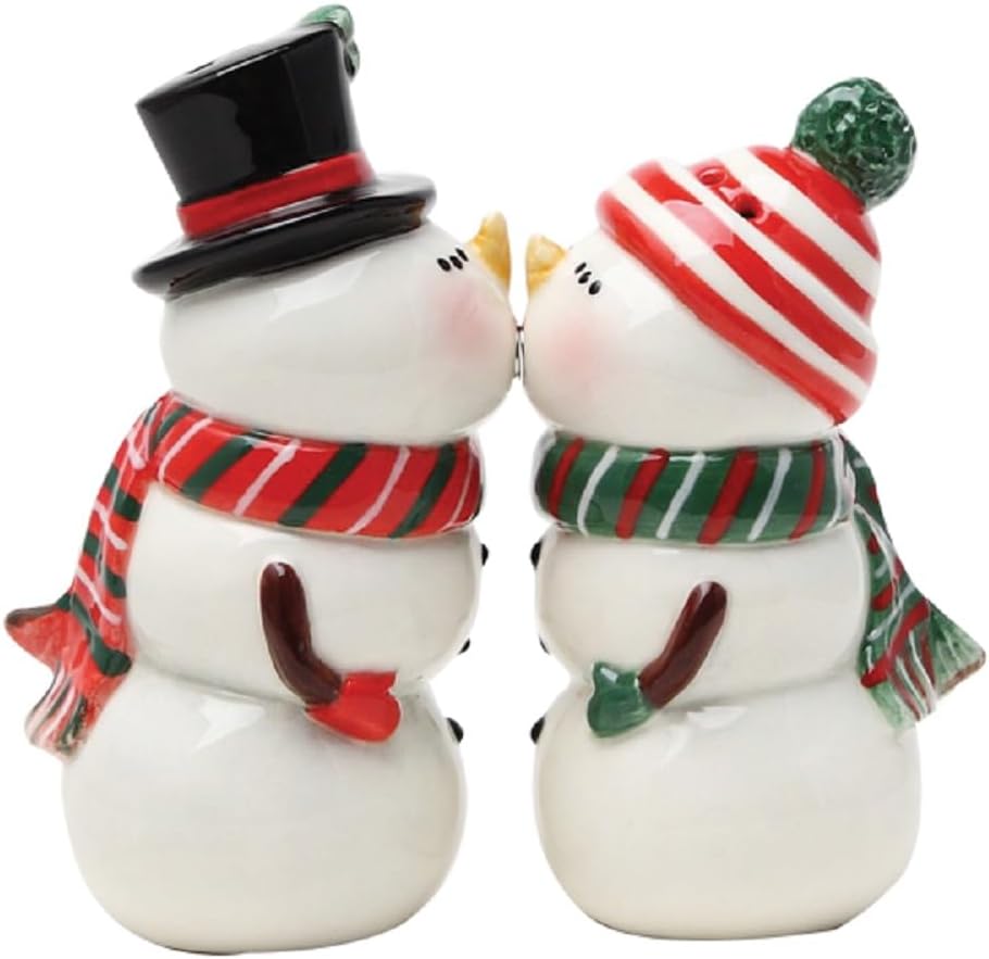 Pacific Giftware, Snowman Couple Magnetic Salt and Pepper Shaker Set Christmas Winter