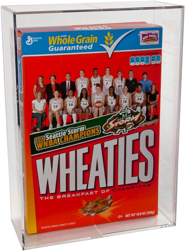 BallQube Cereal Box Display Case, Square Clear 18 Ounce Wheaties Box Display Holder Memorabilia Display Case & Storage Sports