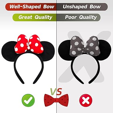 Minnie Mouse Ears Headband, Polka Dot Bow Mouse Ears Costume Accessories