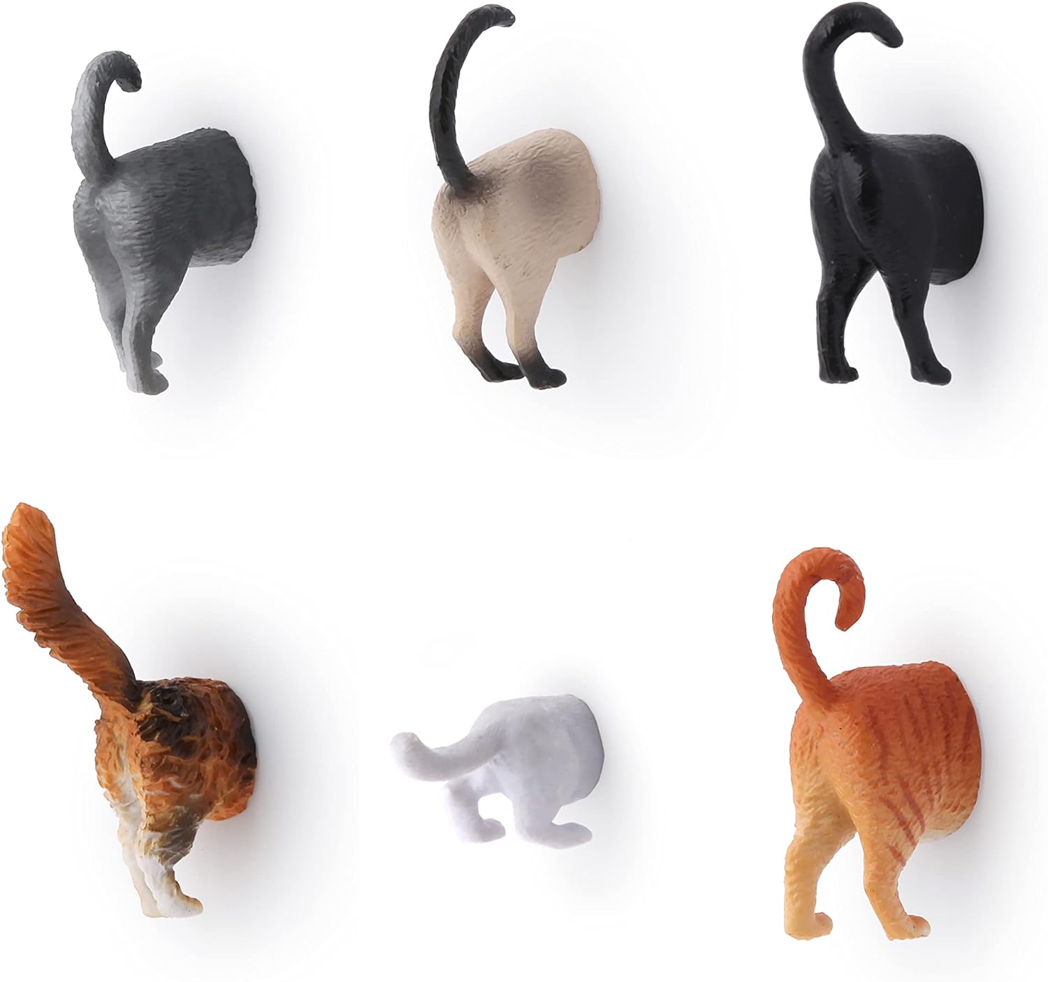 Kikkerland Magnetic Funny Cat Butt Refrigerator Decorative Magnets, Set of 6