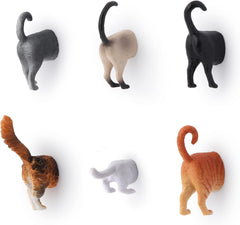 Kikkerland Magnetic Funny Cat Butt Refrigerator Decorative Magnets, Set of 6