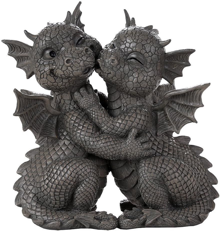 Pacific Giftware Garden Dragon Loving Couple Garden Display Decorative Accent Sculpture Stone Finish 10 Inch Tall