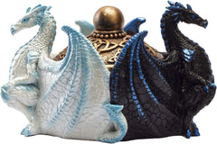 Pacific Giftware Fantasy Celtic Knotwork Dual Yin Yang Dragons Decorative Trinket Jewelry Box Figurine 5.75" Long