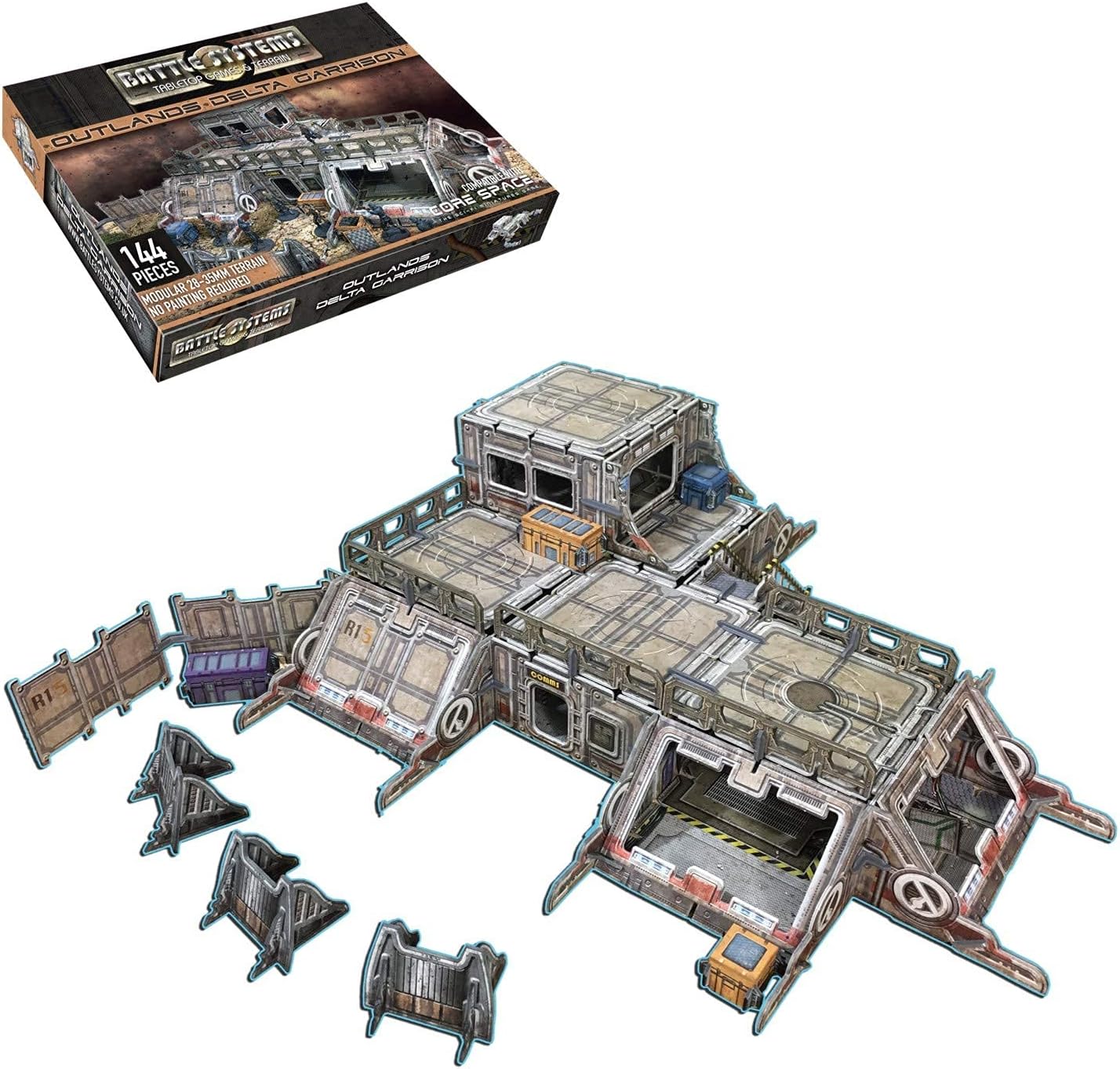 Battle Systems Sci-Fi Terrain - 28mm Modular 3D Space Terrain - Perfect for Wargaming and Roleplaying Tabletop Games - Full Colour Printed 3D 40K Multi Level Building Models (Outlands Delta Garrison)