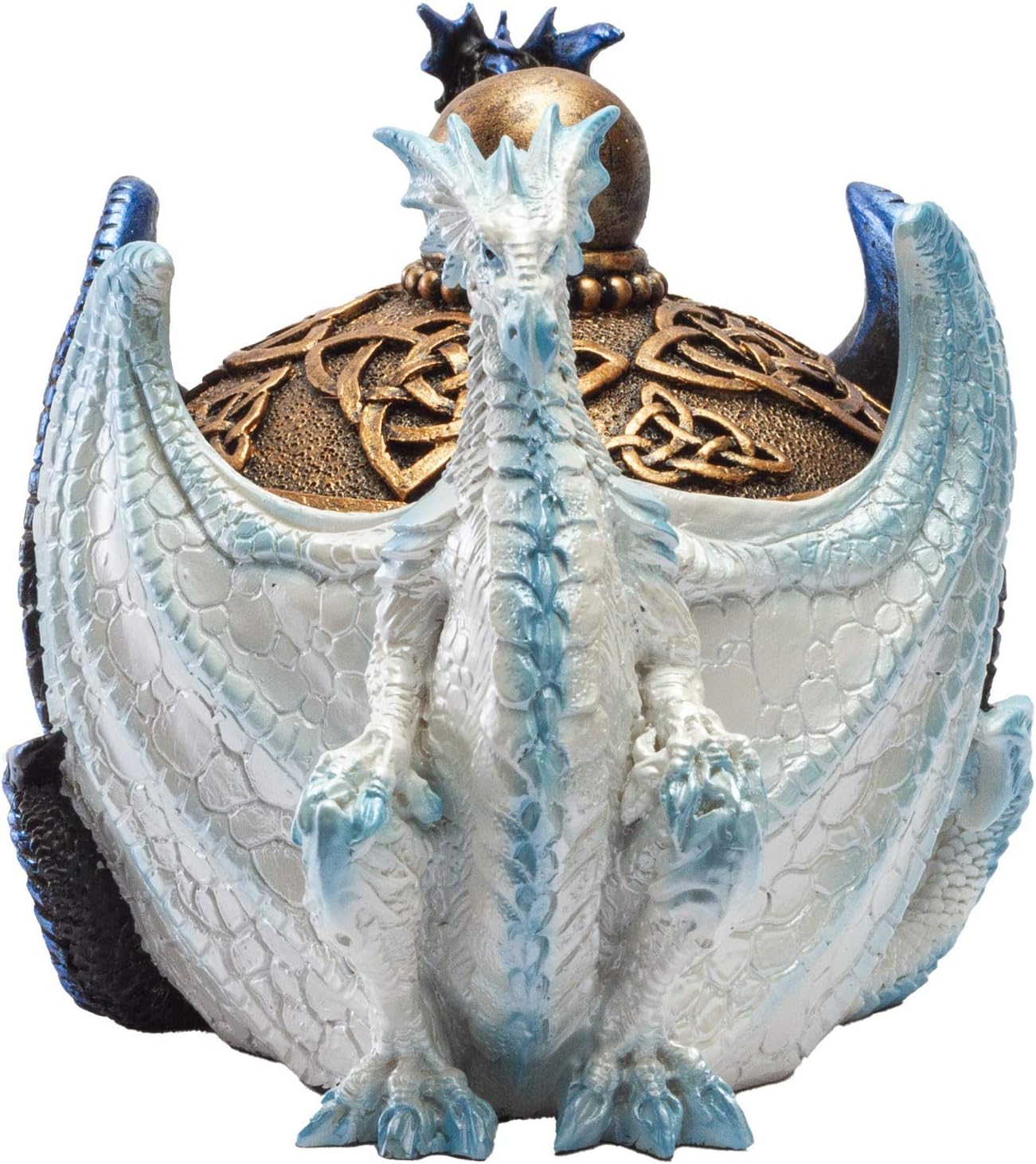 Pacific Giftware Fantasy Celtic Knotwork Dual Yin Yang Dragons Decorative Trinket Jewelry Box Figurine 5.75" Long