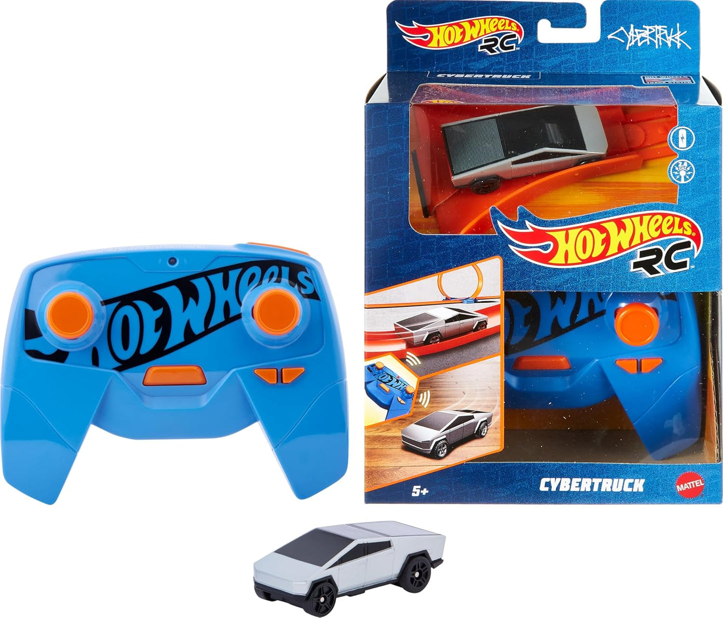 Hot Wheels Toy Car RC, Remote-Control Tesla Cybertruck in 1:64 Scale