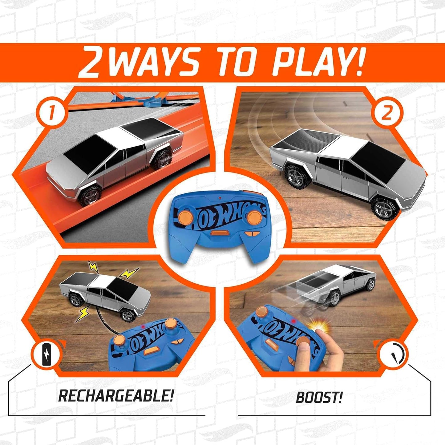 Hot Wheels Toy Car RC, Remote-Control Tesla Cybertruck in 1:64 Scale