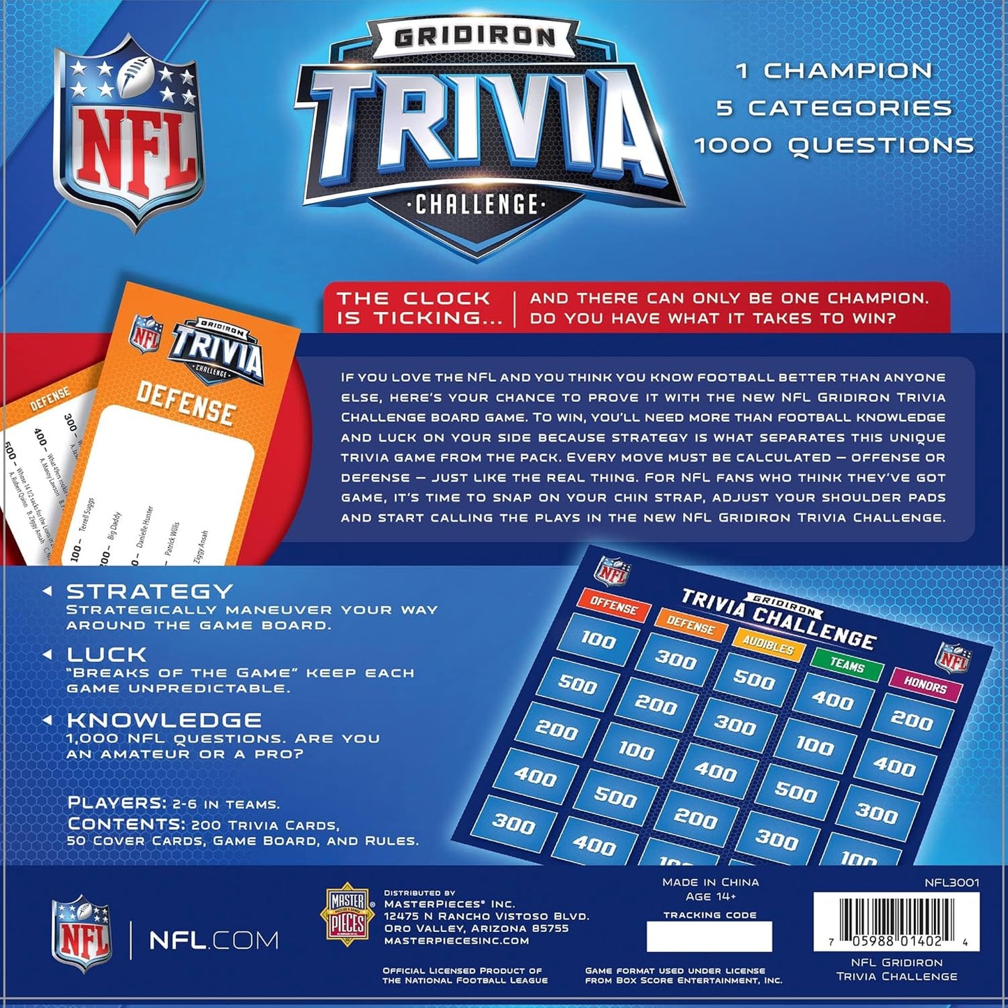 Masterpieces NFL Gridiron Trivia Challenge – Officially Licensed Football Board Game
