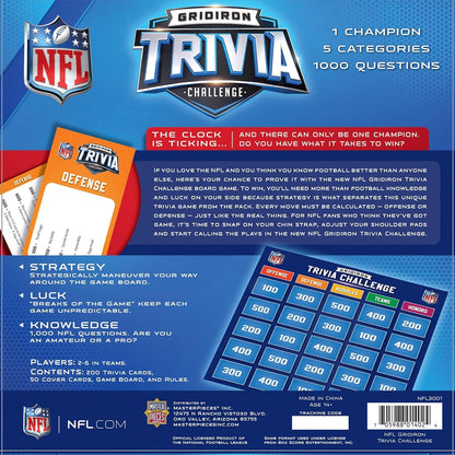 Masterpieces NFL Gridiron Trivia Challenge – Officially Licensed Football Board Game