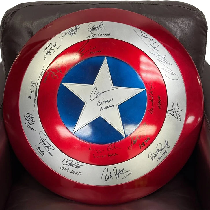 The Avengers Cast Autographed Captain America Shield - Signed and Inscribed by 17 Actors