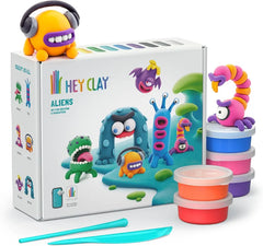 HEY CLAY Set - Colourful Modeling Air Dry Clay Kit for Kids (Aliens)