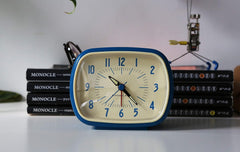 Kikkerland Battery Operated Retro Vintage Alarm Clock Blue