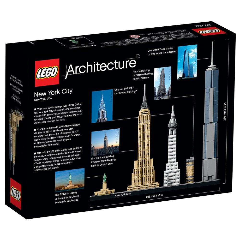 lego architecture new york city 21028, build it yourself new york skyline model kit for adults and kids (598 pieces),multicolor