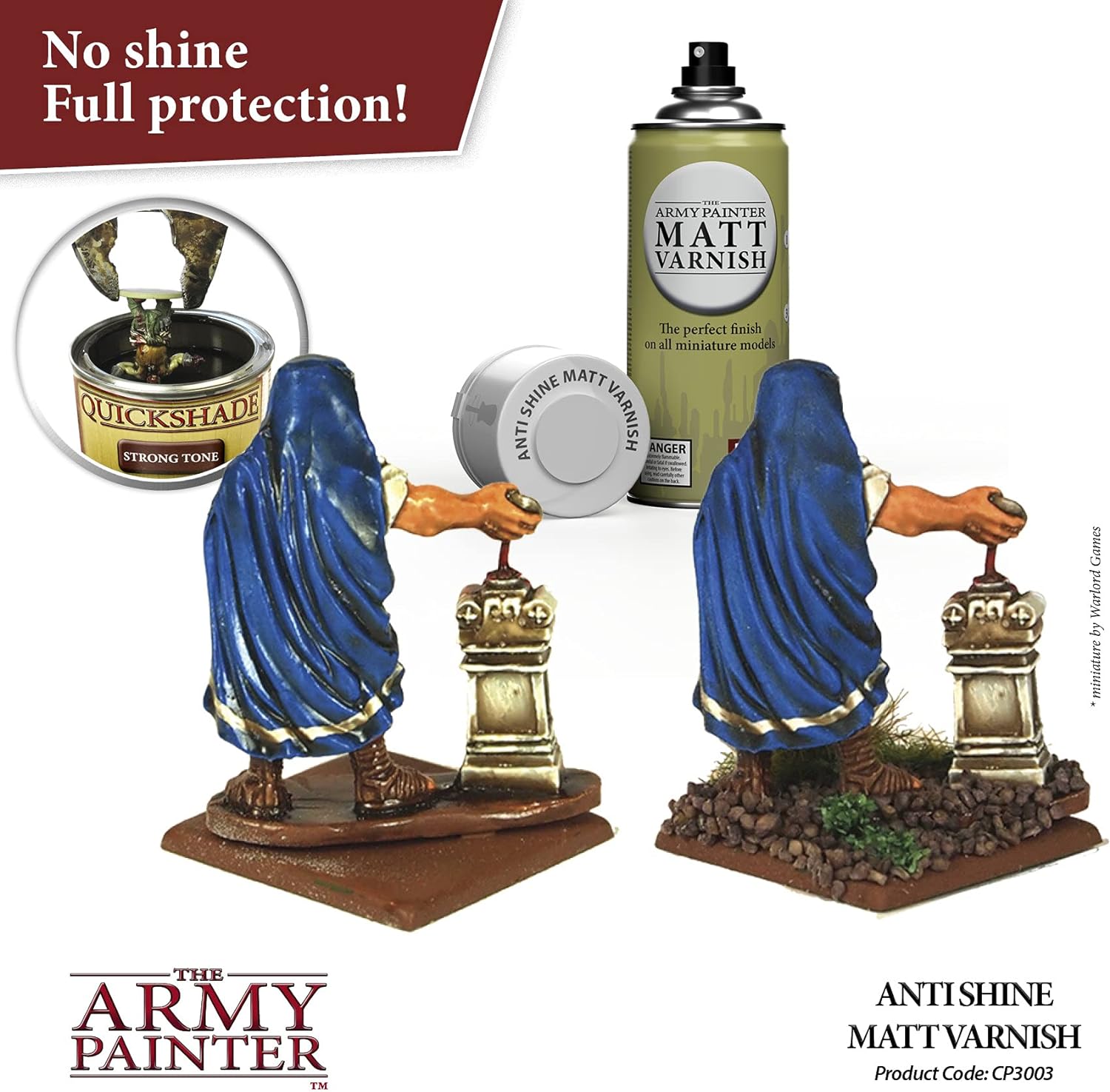 The Army Painter Aegis Suit Satin Varnish Spray for Miniature Painting - After Quickshade Spray Paint Top Coat Acrylic Varnish - Satin Finish Spray for Acrylic Model Paint, 400ml Can