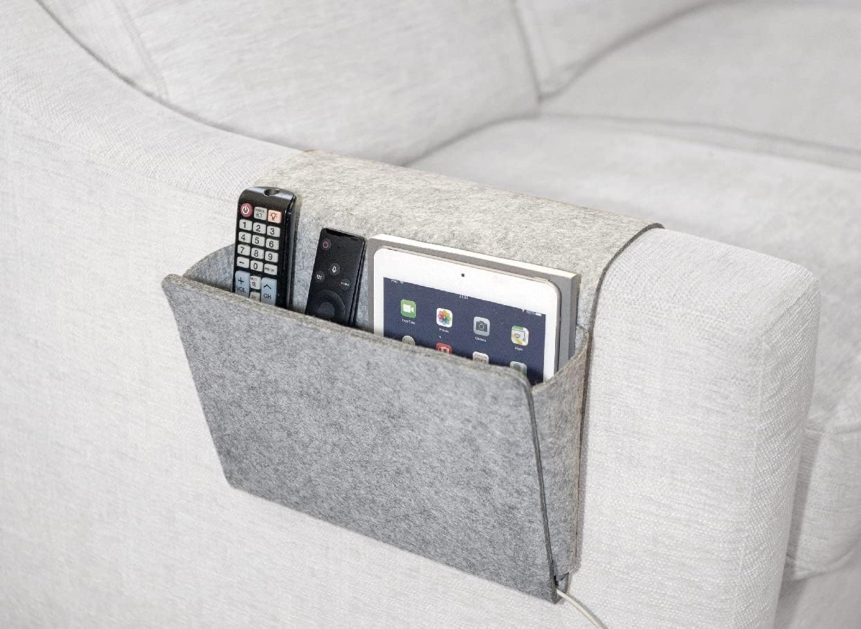 Kikkerland Grey Felt Bedside Pocket Caddy Single