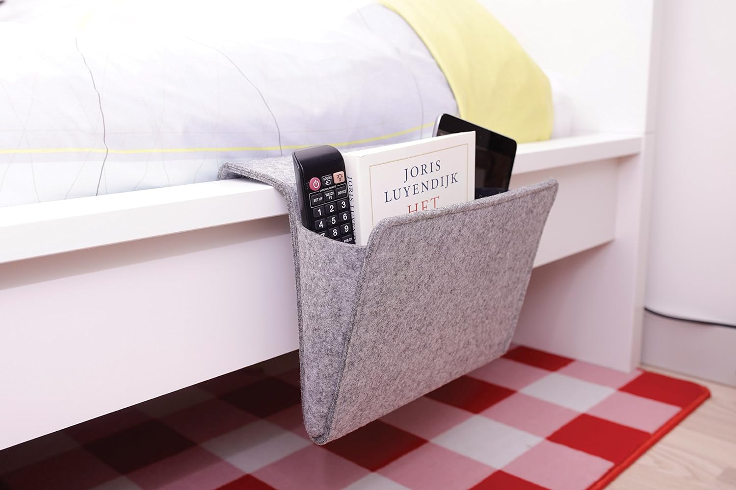 Kikkerland Grey Felt Bedside Pocket Caddy Single