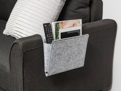 Kikkerland Grey Felt Bedside Pocket Caddy Single